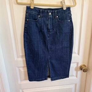 White House Black Market Dark Blue Denim Pencil Skirt